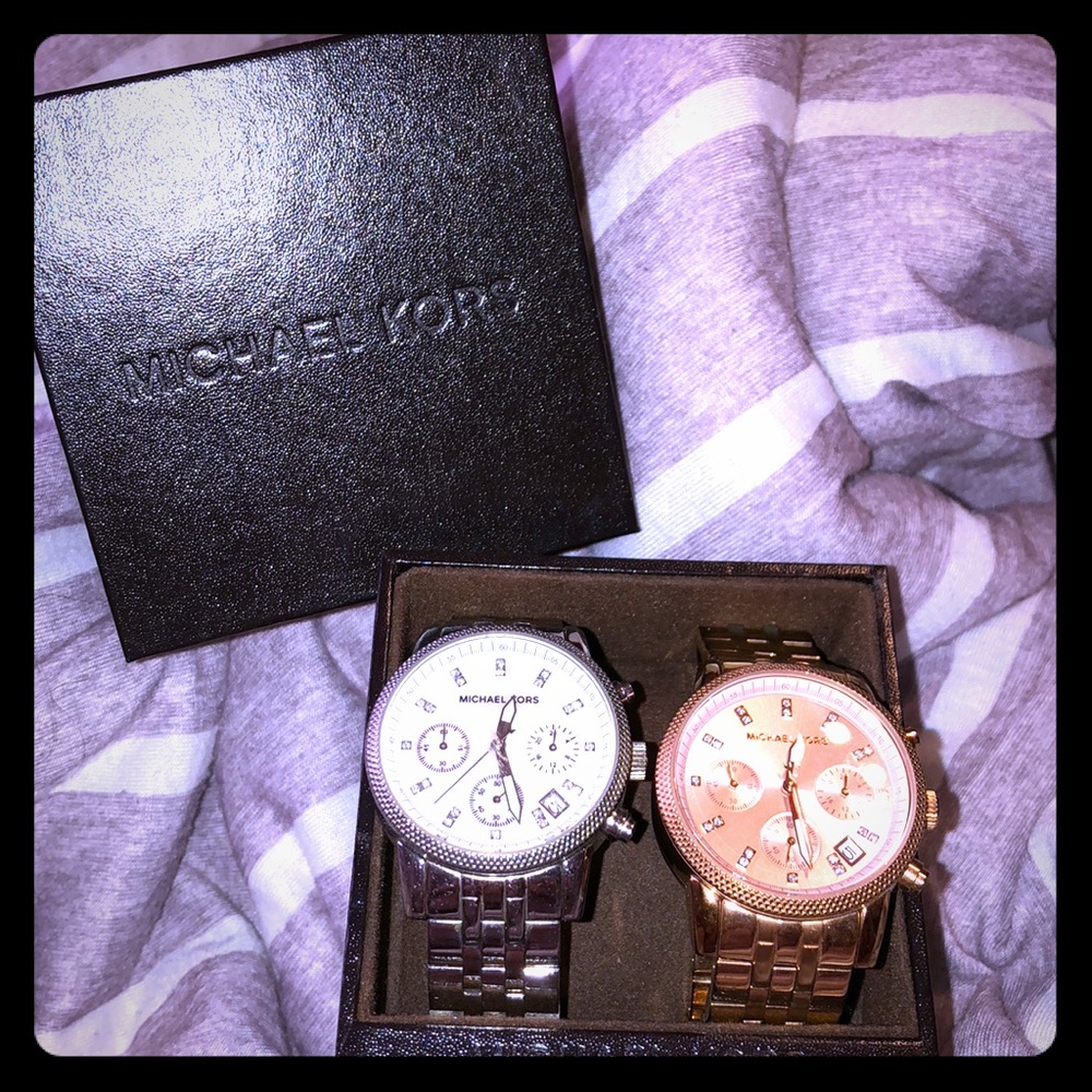 Michael Kors Watch Bundle- Silver and Rose Gold